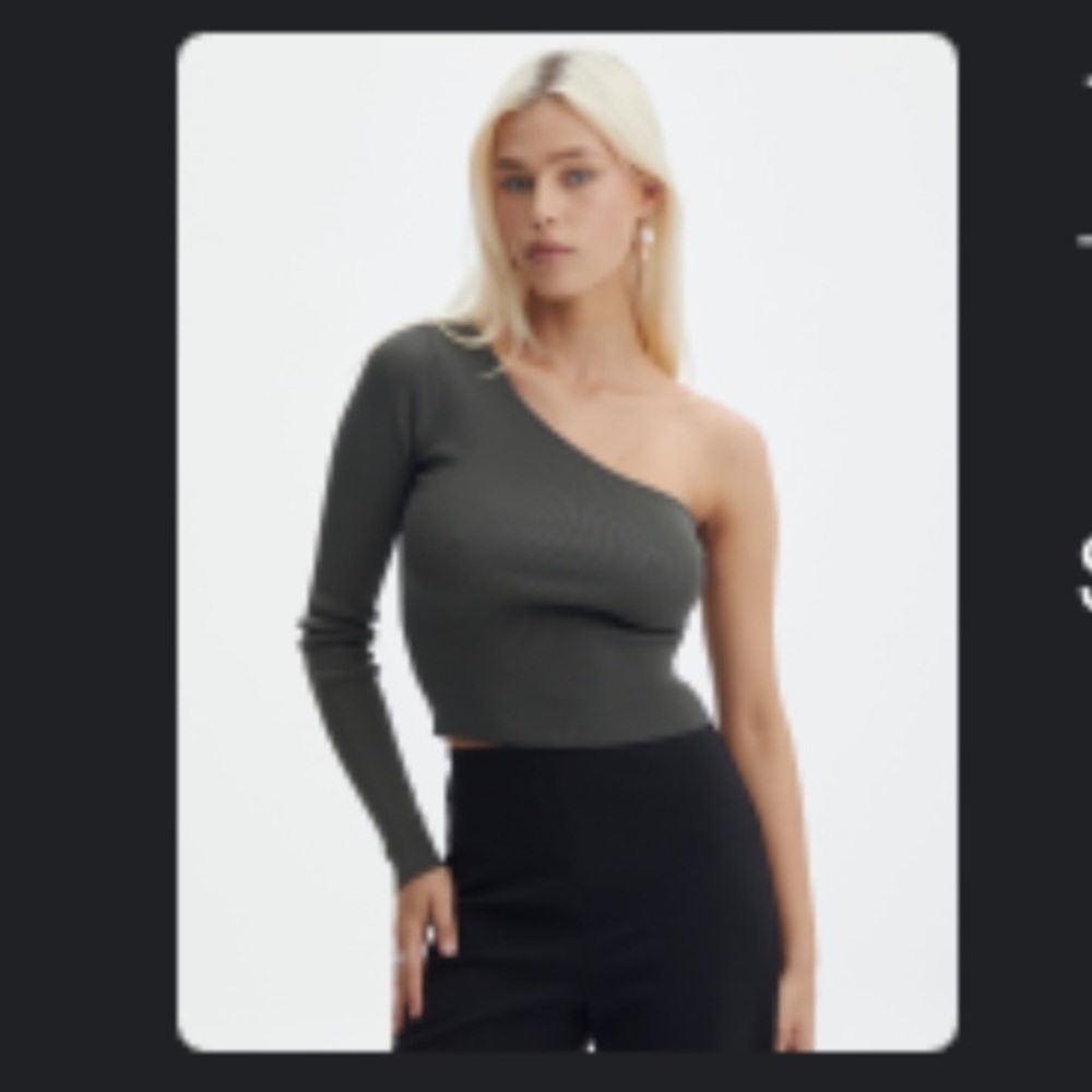 NWT Glassons Olive One Shoulder Long Sleeve Top